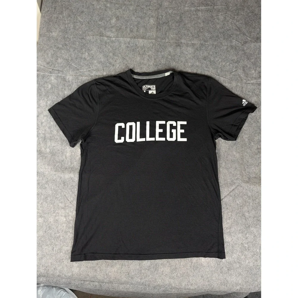 Adidas Ultimate Tee‎ Mens Black College Graphic Climalite Performance Shirt L